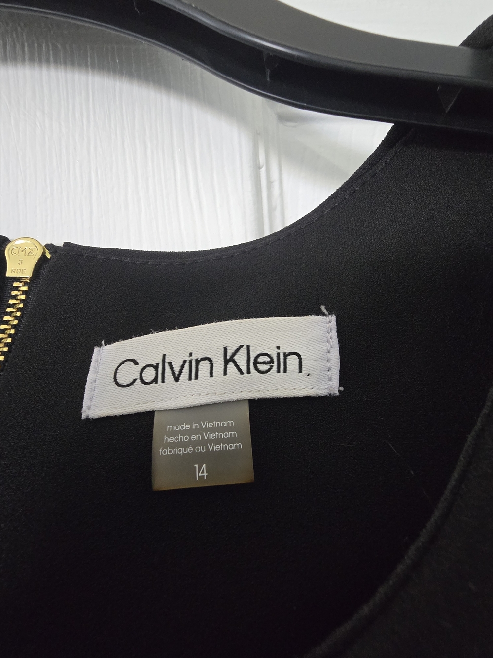 Calvin Klein Black Dress with Gold Zipper